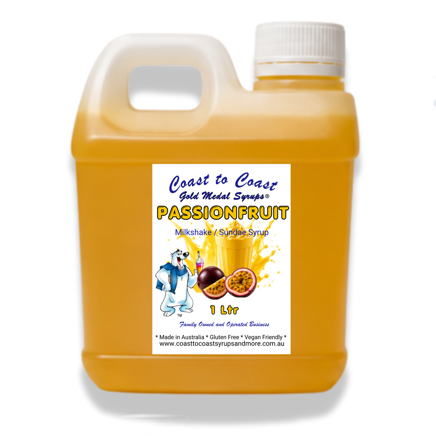 #2 Passionfruit, Milkshake/Sundae toppings 1ltr, Coast to Coast Gold Medal Syrups®