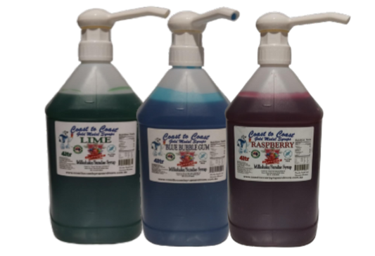 #4, 3 x 4ltr, Milkshake/Sundae Toppings with pumps, Coast to Coast Gold Medal Syrups®