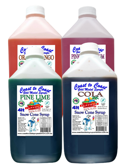 #6 Coast to Coast Gold Medal Syrups®, 4X4ltr Premium Snow Cone Syrups