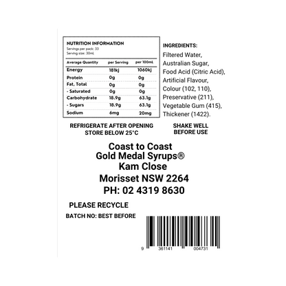 #2 Pineapple, Milkshake/Sundae toppings 1ltr, Coast to Coast Gold Medal Syrups®
