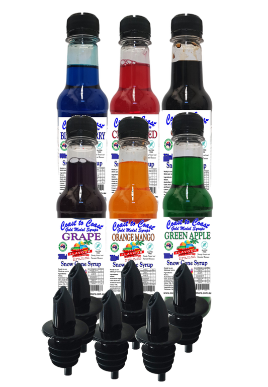 #1 Coast to Coast Gold Medal Syrups® 6 x 250ml With Pourers Snow Cone Syrup