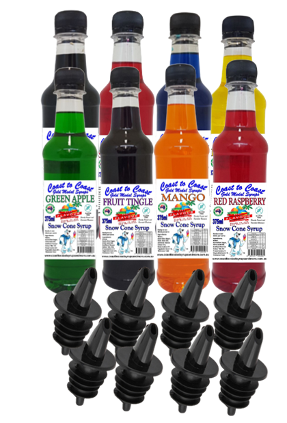 #2 Coast to Coast Gold Medal Syrups®, 8 x 375ml with Pourers Premium Snow Cone Syrup