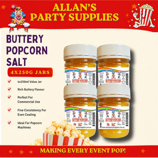 #1 APS, 4 x 250g Buttery Popcorn Salt, Specially Designed for Maximum Flavour