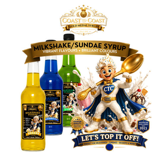 Assorted Flavours 3 x 500ml, Milkshake/Sundae Toppings - Coast to Coast Gold Medal Syrups®