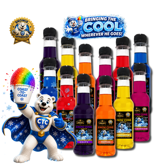 Assorted Snow Cone Syrup  12x250ml - Coast to Coast Gold Medal Syrups®