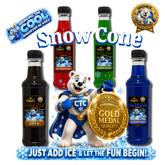 Assorted Flavours Snow Cone Syrup  4x375ml - Coast to Coast Gold Medal Syrups®