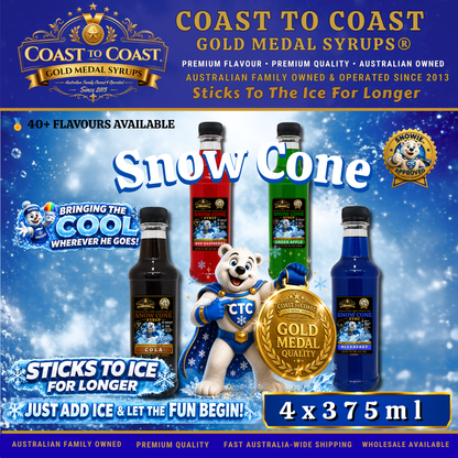 Assorted Flavours Snow Cone Syrup  4x375ml - Coast to Coast Gold Medal Syrups®