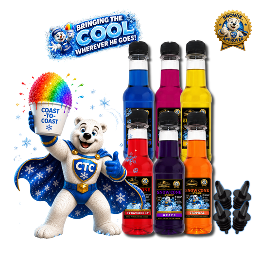 #1 Coast to Coast Gold Medal Syrups® 6 x 250ml With Pourers Snow Cone Syrup