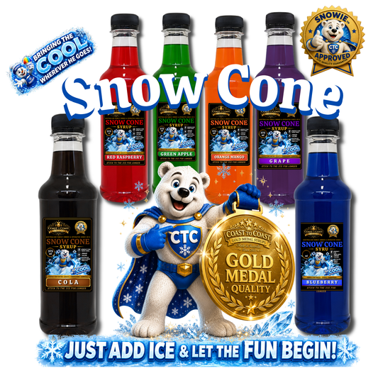 Assorted Flavours Snow Cone Syrup 6x375ml - Coast to Coast Gold Medal Syrups®