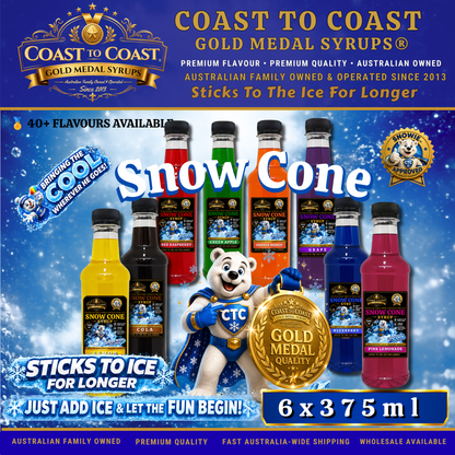 Assorted Flavours Snow Cone Syrup 8x375ml - Coast to Coast Gold Medal Syrups®