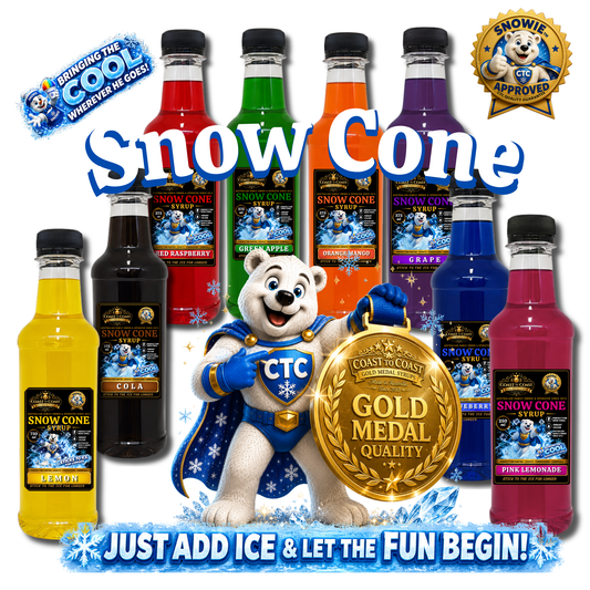 Assorted Flavours Snow Cone Syrup 8x375ml - Coast to Coast Gold Medal Syrups®