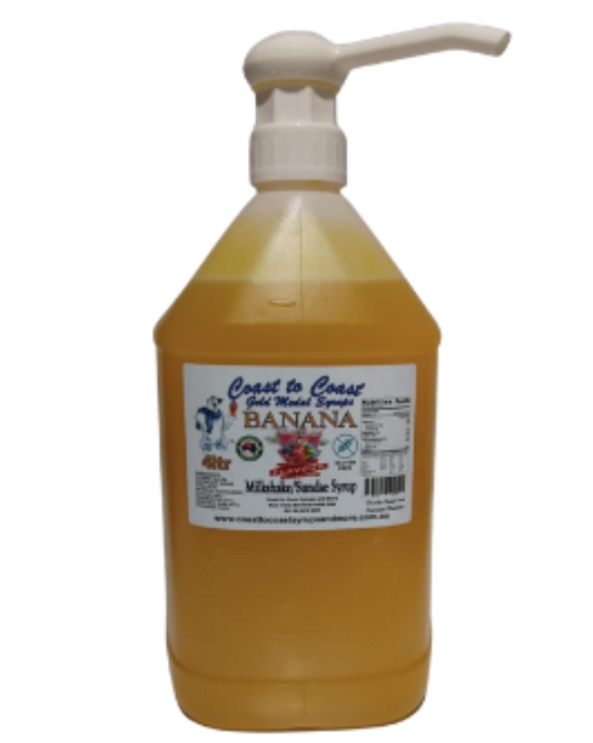 #4 Banana, Milkshake/Sundae toppings 4ltr with pump, Coast to Coast Gold Medal Syrups®