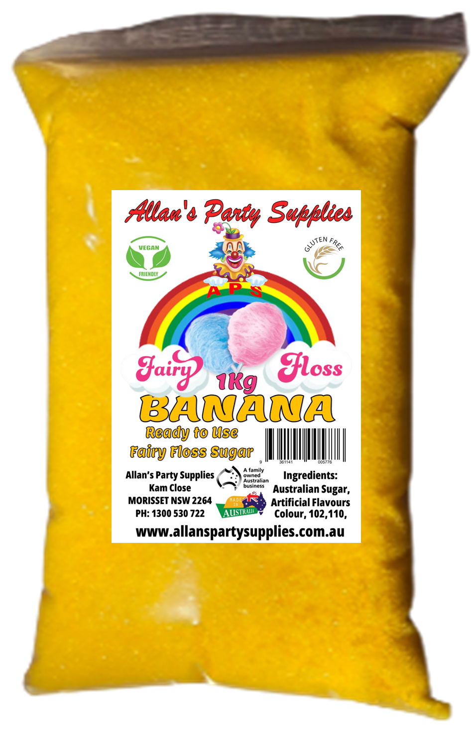 #3 APS, Premium Fairy Floss Sugar, 50 Serves RTU 1kg, Over 35 Plus Flavours