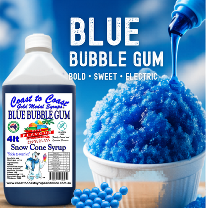 6 Blue Bubble Gum Snow Cone Syrup, 4Ltr, Premium Ice Syrup, Coast to Coast Gold Medal Syrups®
