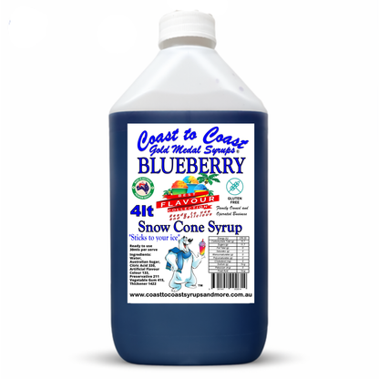 6 Blueberry Snow Cone Syrup, 4Ltr, Premium Ice Syrup, Coast to Coast Gold Medal Syrups®