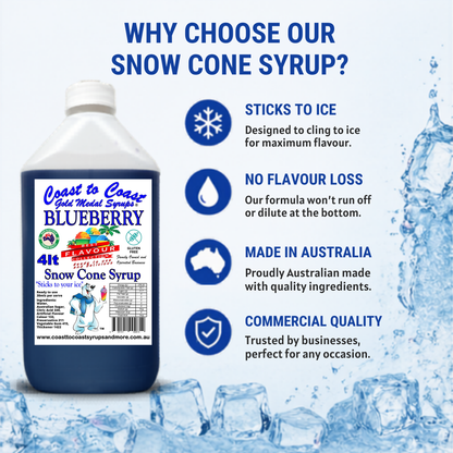6 Blueberry Snow Cone Syrup, 4Ltr, Premium Ice Syrup, Coast to Coast Gold Medal Syrups®