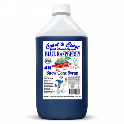 6 Blue Raspberry Snow Cone Syrup, 4Ltr, Premium Ice Syrup, Coast to Coast Gold Medal Syrups®
