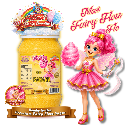 Banana Fairy Floss Sugar – 500g Jar - Allan's Party Supplies