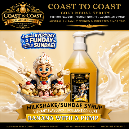Banana, Milkshake-Sundae toppings 4ltr with pump - Coast to Coast Gold Medal Syrups®