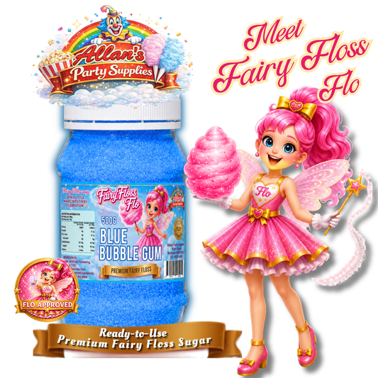 Blue Bubble Gum Fairy Floss Sugar – 500g Jar - Allan's Party Supplies