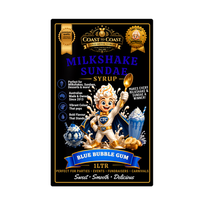 Blue Bubble Gum, Milkshake/Sundae toppings 1ltr - Coast to Coast Gold Medal Syrups®