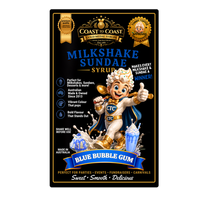 Blue Bubble Gum, Milkshake-Sundae Toppings 4ltr with pump - Coast to Coast Gold Medal Syrups®