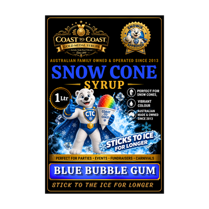 Blue Bubble Gum Snow Cone Syrups 1ltr - Coast to Coast Gold Medal Syrups®