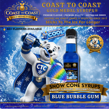 Blue Bubble Gum Snow Cone Syrups 250ml - Coast to Coast Gold Medal Syrups®