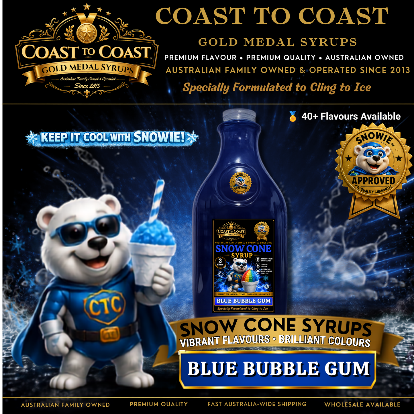 Blue Bubble Gum Snow Cone Syrups 2ltr - Coast to Coast Gold Medal Syrups®