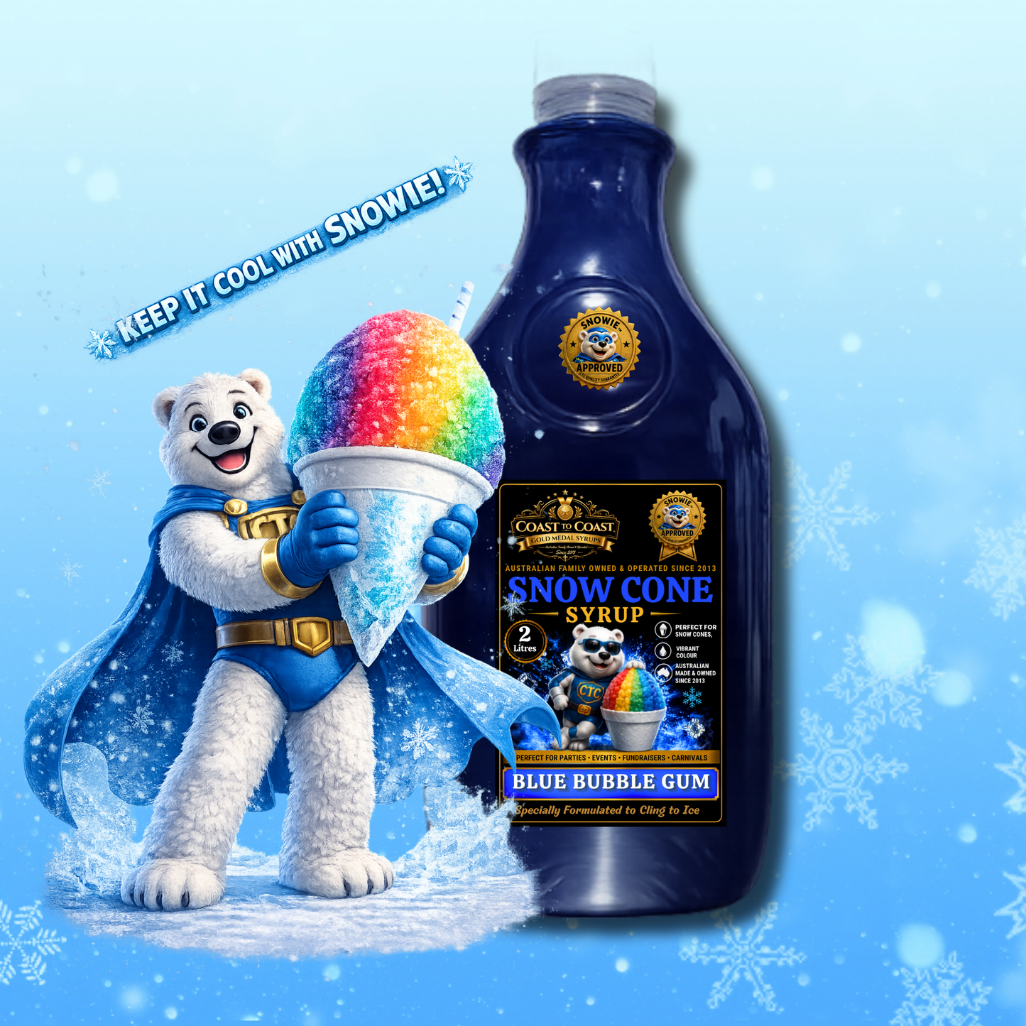 Blue Bubble Gum Snow Cone Syrups 2ltr - Coast to Coast Gold Medal Syrups®