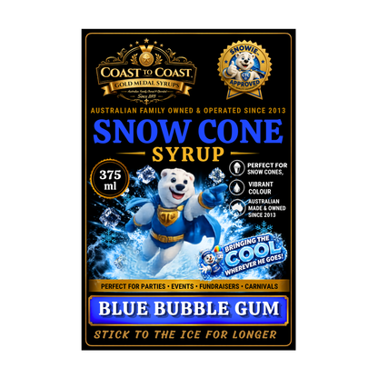 Blue Bubble Gum Snow Cone Syrups 375ml - Coast to Coast Gold Medal Syrups®