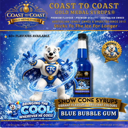 Blue Bubble Gum Snow Cone Syrups 750ml - Coast to Coast Gold Medal Syrups®