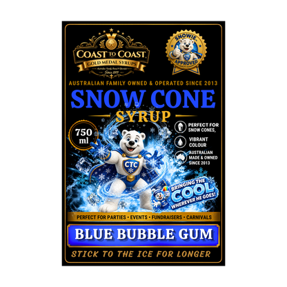 Blue Bubble Gum Snow Cone Syrups 750ml - Coast to Coast Gold Medal Syrups®