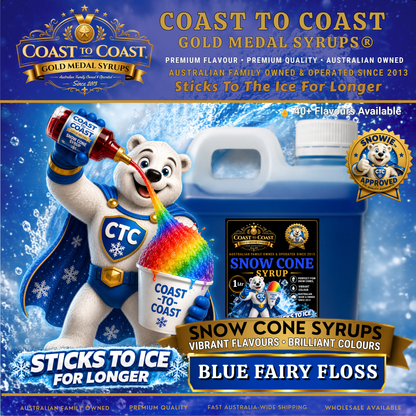 Blue Fairy Floss Snow Cone Syrups 1ltr - Coast to Coast Gold Medal Syrups®