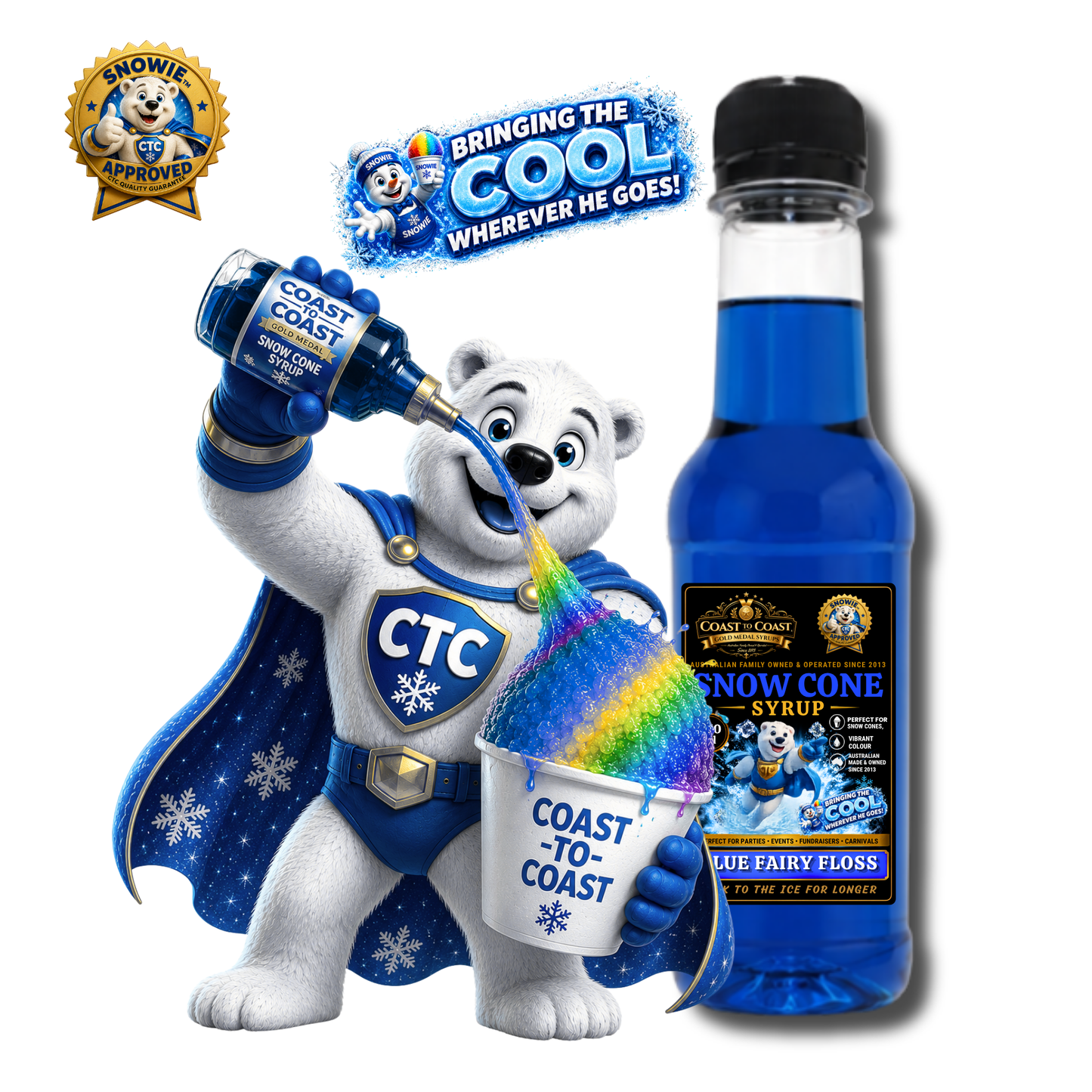 Blue Fairy Floss Snow Cone Syrups 250ml - Coast to Coast Gold Medal Syrups®