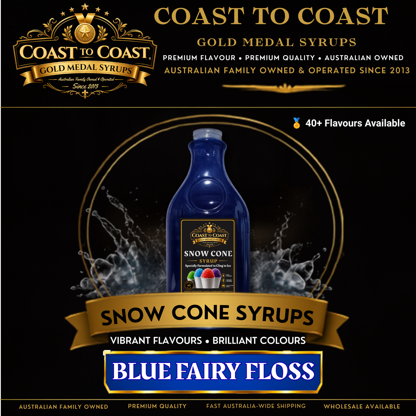 Blue Fairy Floss Snow Cone Syrups 2ltr - Coast to Coast Gold Medal Syrups®