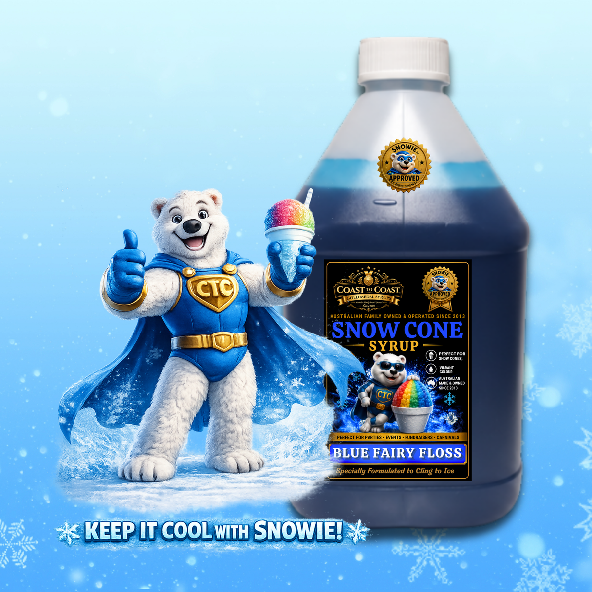 Blue Fairy Floss Snow Cone Syrups 4ltr - Coast to Coast Gold Medal Syrups®