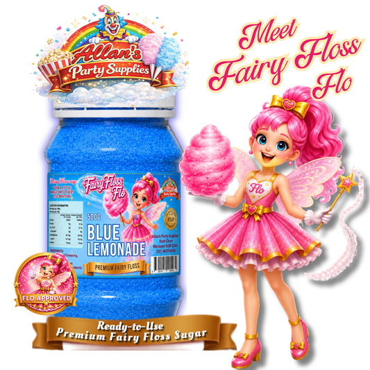 Blue Lemonade Fairy Floss Sugar – 500g Jar - Allan's Party Supplies