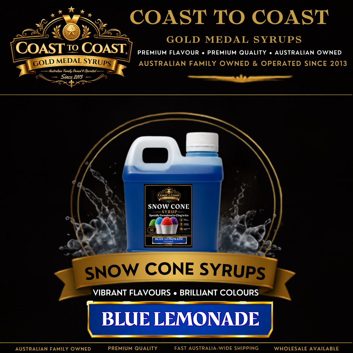 Blue Lemonade Snow Cone Syrups 1ltr - Coast to Coast Gold Medal Syrups®