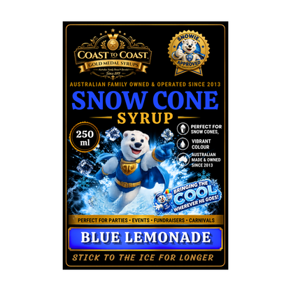 Blue Lemonade Snow Cone Syrups 250ml - Coast to Coast Gold Medal Syrups®