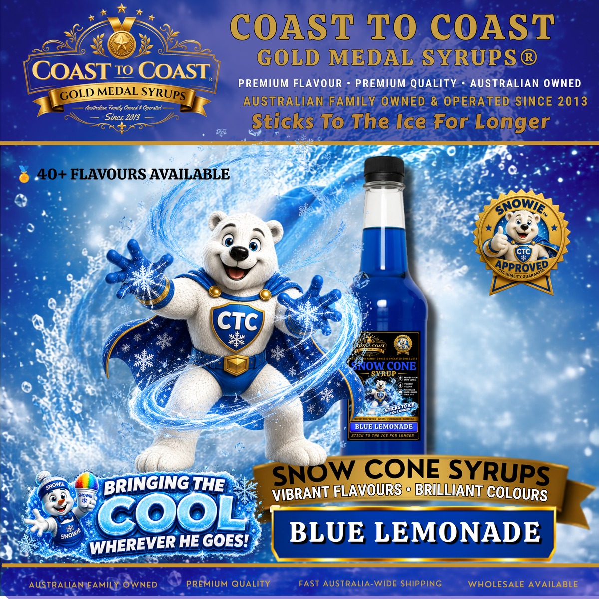 Blue Lemonade Snow Cone Syrups 750ml - Coast to Coast Gold Medal Syrups®