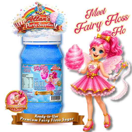 Blue Raspberry Fairy Floss Sugar – 500g Jar - Allan's Party Supplies