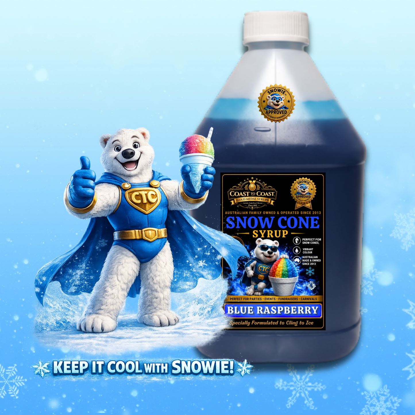 Blue Raspberry Snow Cone Syrups 4ltr - Coast to Coast Gold Medal Syrups®
