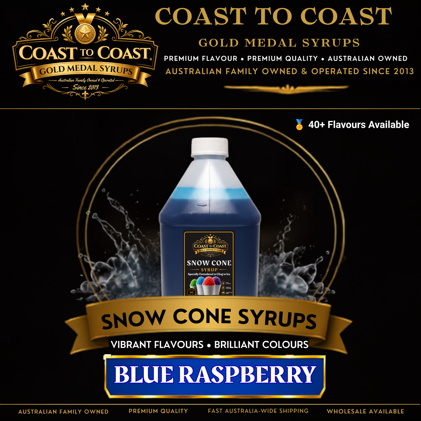 Blue Raspberry Snow Cone Syrups 4ltr - Coast to Coast Gold Medal Syrups®