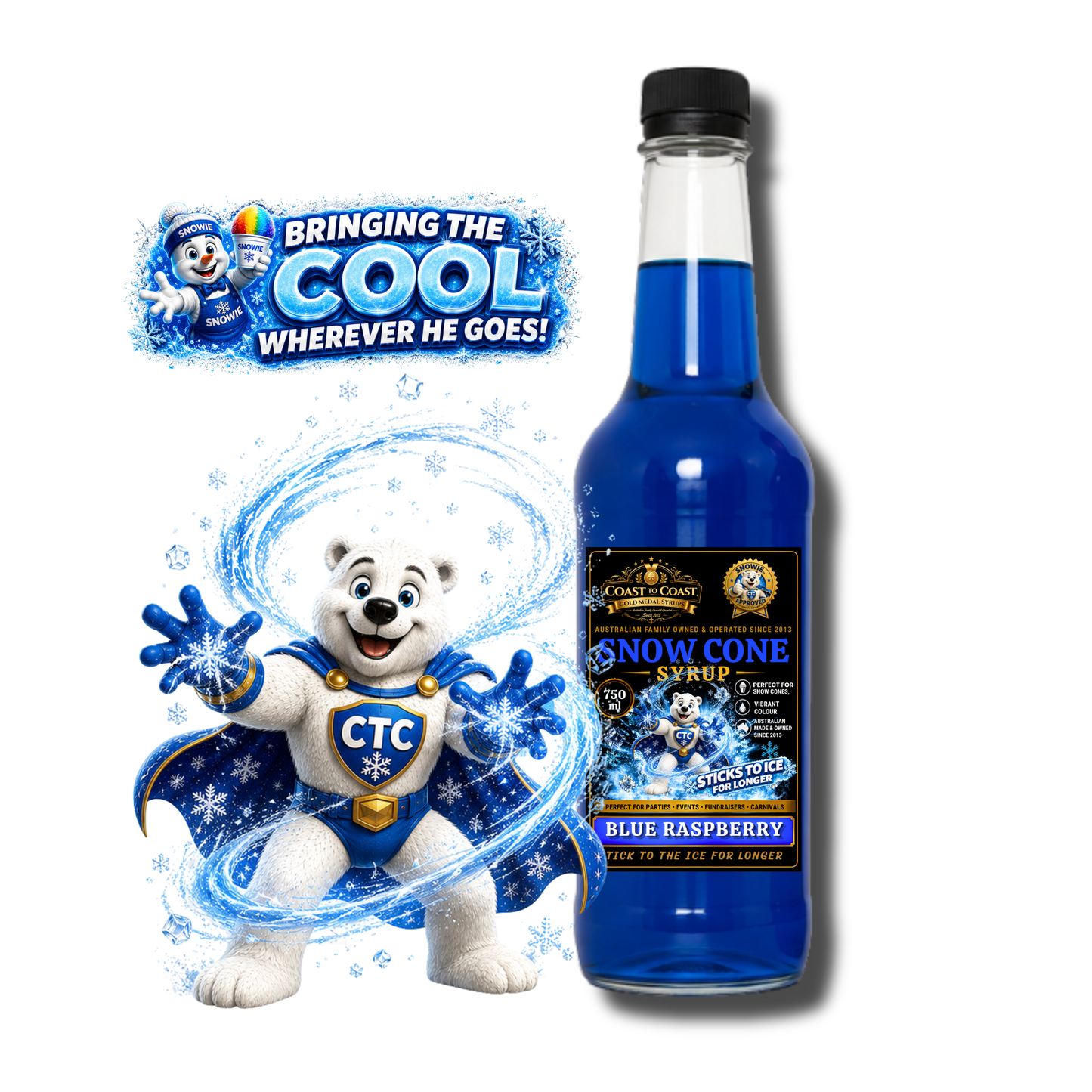 Blue Raspberry Snow Cone Syrups 750ml - Coast to Coast Gold Medal Syrups®