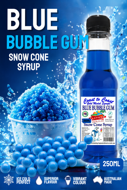 1.Blue Bubble Gum Snow Cone Syrup 250ml – Premium Ice Syrup | Coast to Coast Gold Medal Syrups®