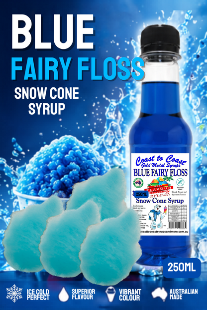 1.Blue Fary Floss Snow Cone Syrup 250ml – Premium Ice Syrup | Coast to Coast Gold Medal Syrups®