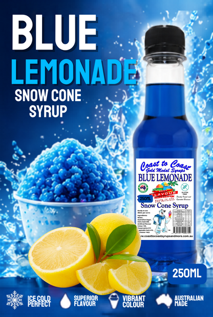 1.Blue Lemonade Snow Cone Syrup 250ml – Premium Ice Syrup | Coast to Coast Gold Medal Syrups®
