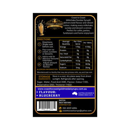 Blueberry, Milkshake-Sundae Toppings 4ltr with pump - Coast to Coast Gold Medal Syrups®