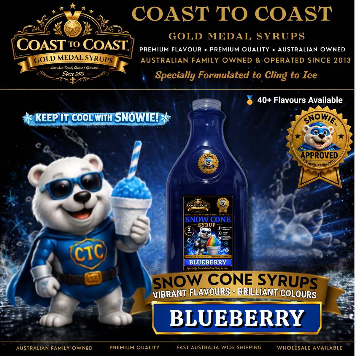 Blueberry Snow Cone Syrups 2ltr - Coast to Coast Gold Medal Syrups®